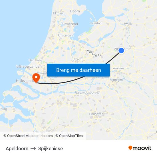 Apeldoorn to Spijkenisse map