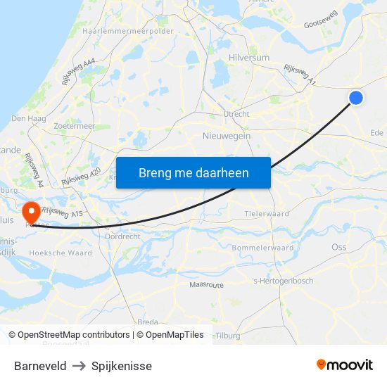 Barneveld to Spijkenisse map