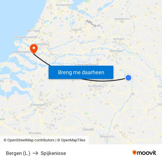 Bergen (L.) to Spijkenisse map