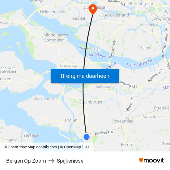Bergen Op Zoom to Spijkenisse map