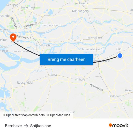 Bernheze to Spijkenisse map