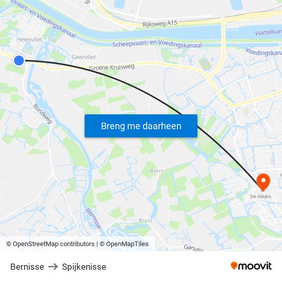 Bernisse to Spijkenisse map