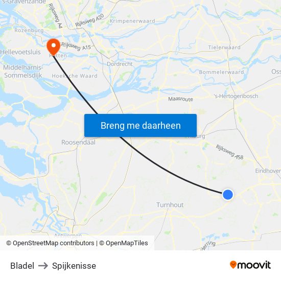 Bladel to Spijkenisse map