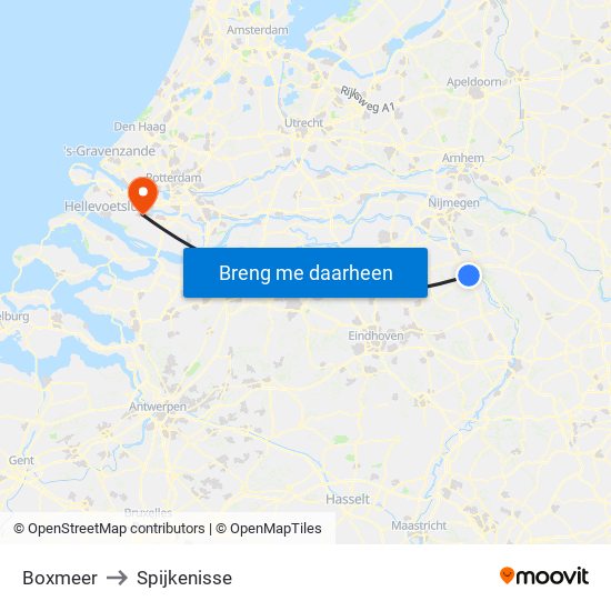 Boxmeer to Spijkenisse map