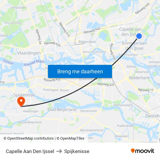 Capelle Aan Den Ijssel to Spijkenisse map