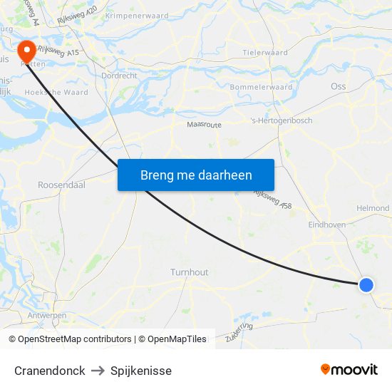 Cranendonck to Spijkenisse map