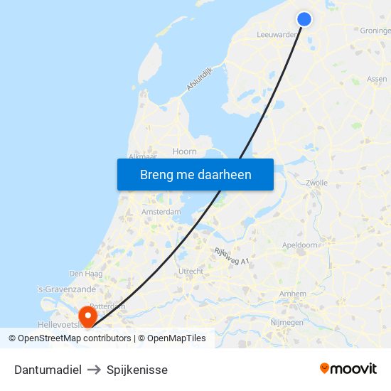 Dantumadiel to Spijkenisse map