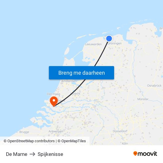 De Marne to Spijkenisse map