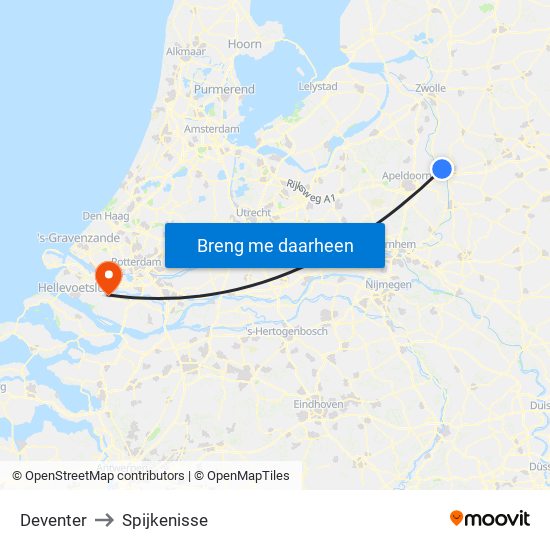 Deventer to Spijkenisse map