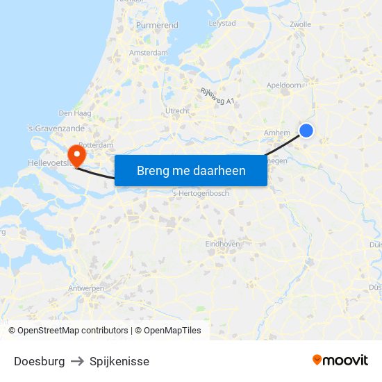 Doesburg to Spijkenisse map