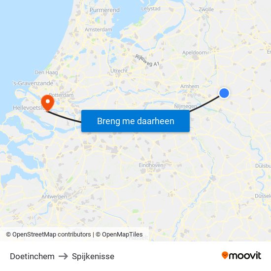 Doetinchem to Spijkenisse map