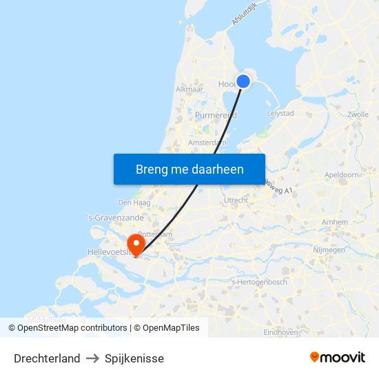 Drechterland to Spijkenisse map