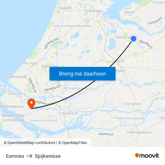 Eemnes to Spijkenisse map