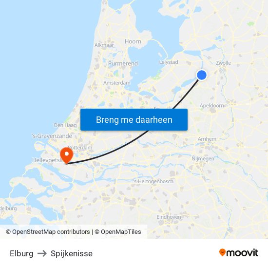Elburg to Spijkenisse map