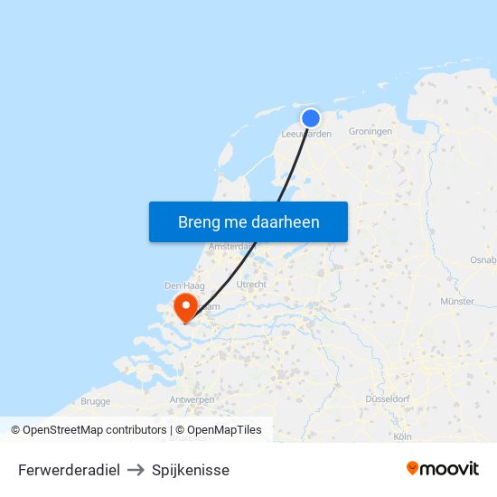 Ferwerderadiel to Spijkenisse map