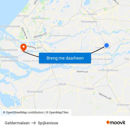 Geldermalsen to Spijkenisse map