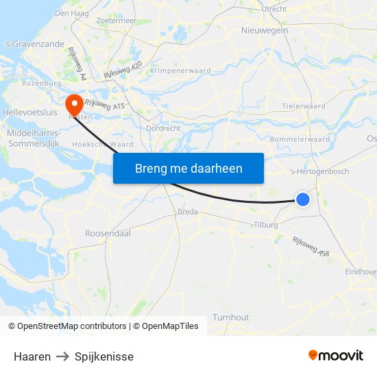 Haaren to Spijkenisse map