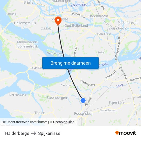 Halderberge to Spijkenisse map