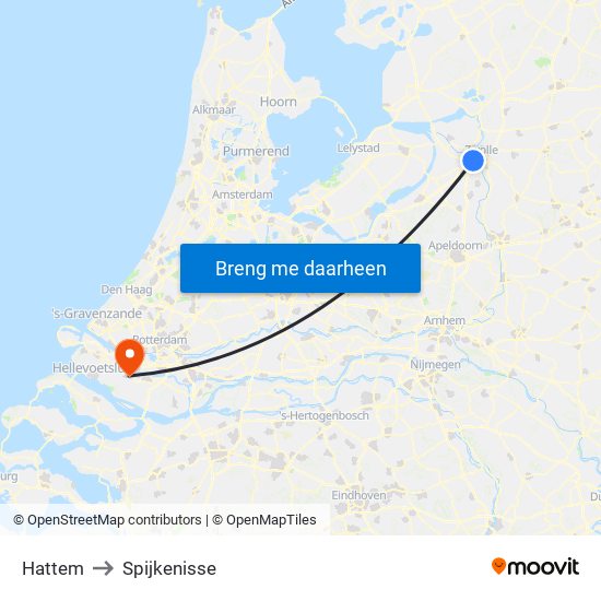 Hattem to Spijkenisse map