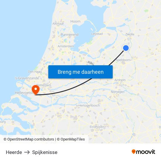 Heerde to Spijkenisse map
