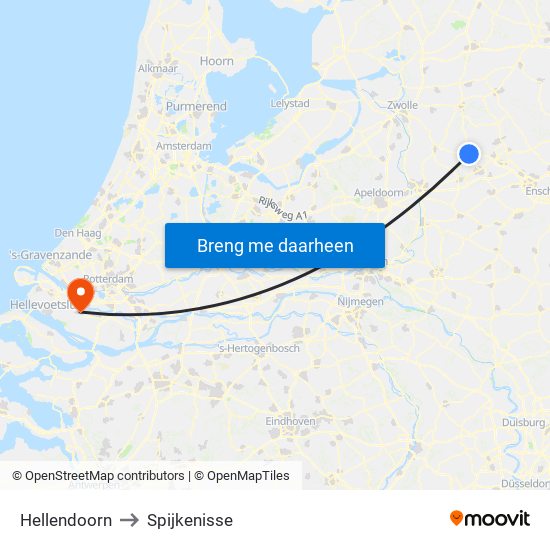 Hellendoorn to Spijkenisse map