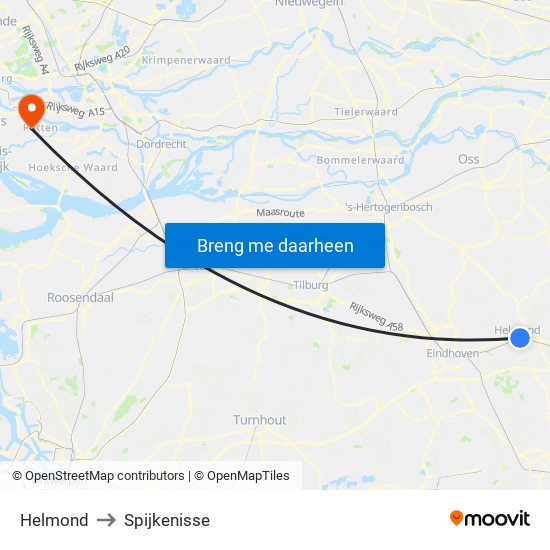 Helmond to Spijkenisse map