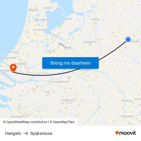 Hengelo to Spijkenisse map