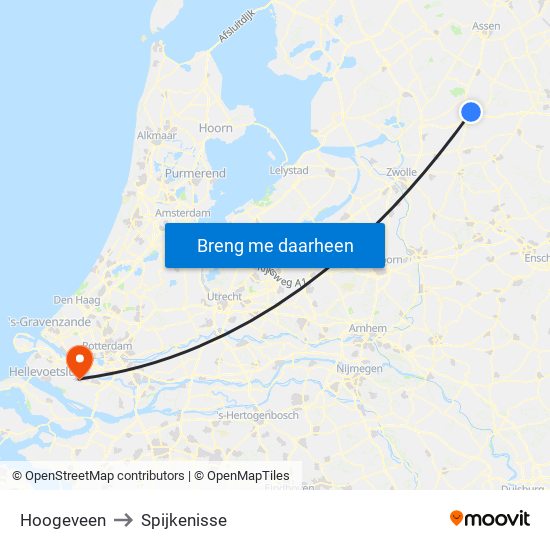 Hoogeveen to Spijkenisse map