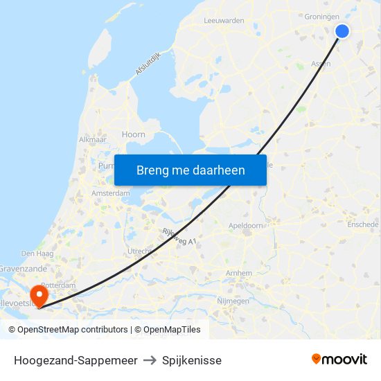 Hoogezand-Sappemeer to Spijkenisse map