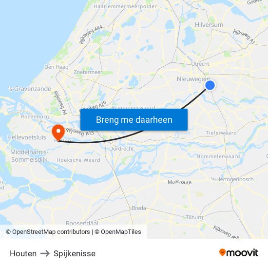 Houten to Spijkenisse map