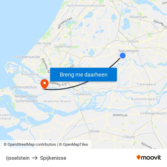 Ijsselstein to Spijkenisse map