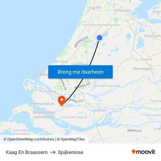 Kaag En Braassem to Spijkenisse map