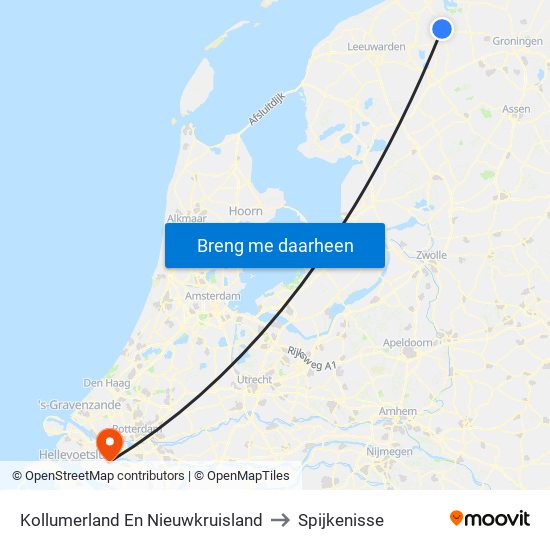 Kollumerland En Nieuwkruisland to Spijkenisse map