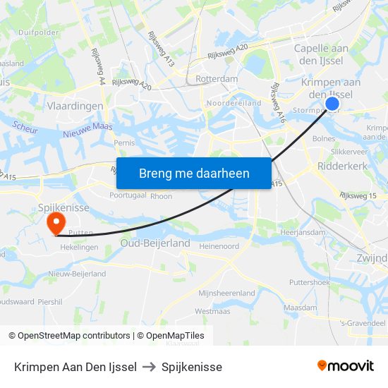 Krimpen Aan Den Ijssel to Spijkenisse map