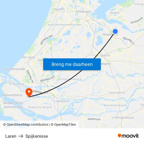 Laren to Spijkenisse map