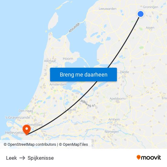 Leek to Spijkenisse map