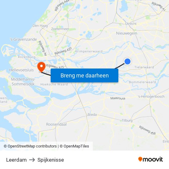 Leerdam to Spijkenisse map