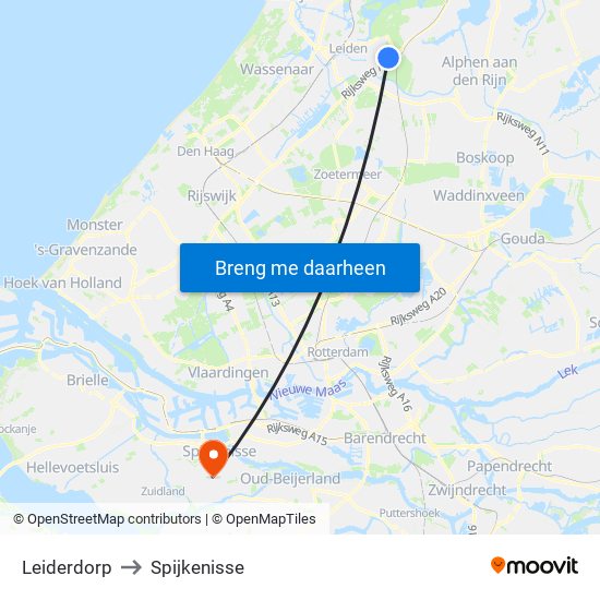 Leiderdorp to Spijkenisse map