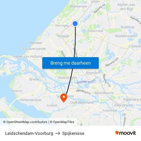 Leidschendam-Voorburg to Spijkenisse map