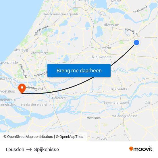 Leusden to Spijkenisse map