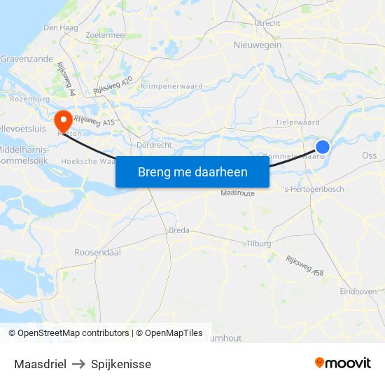 Maasdriel to Spijkenisse map