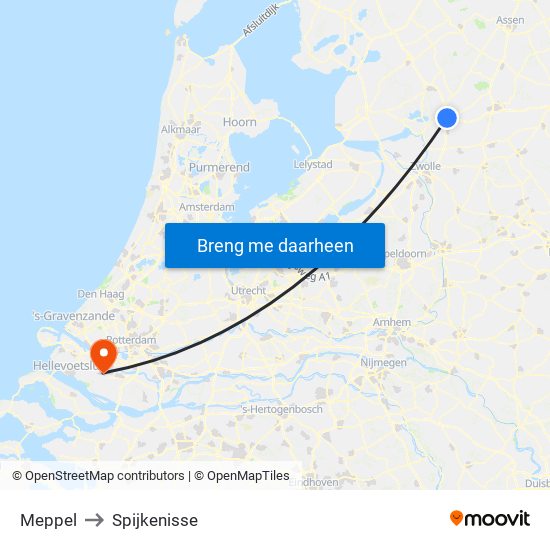 Meppel to Spijkenisse map