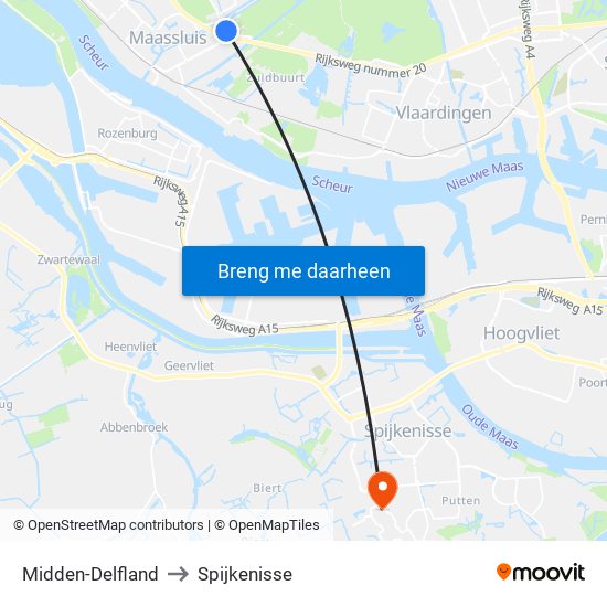 Midden-Delfland to Spijkenisse map