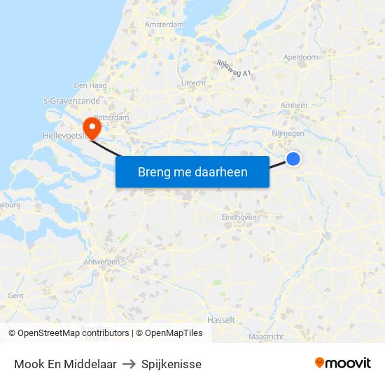 Mook En Middelaar to Spijkenisse map