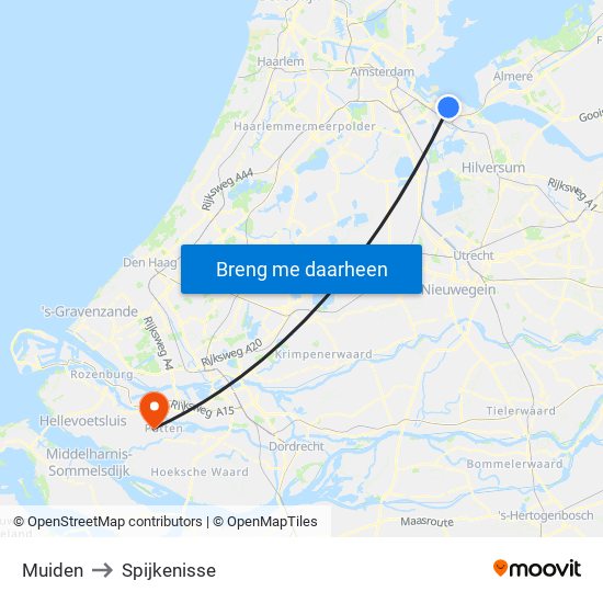 Muiden to Spijkenisse map