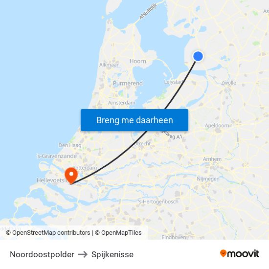 Noordoostpolder to Spijkenisse map