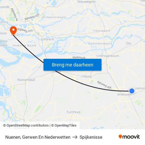 Nuenen, Gerwen En Nederwetten to Spijkenisse map