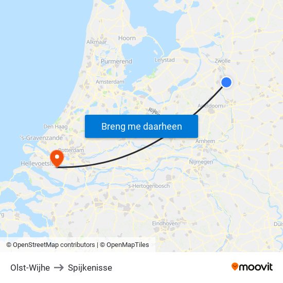 Olst-Wijhe to Spijkenisse map