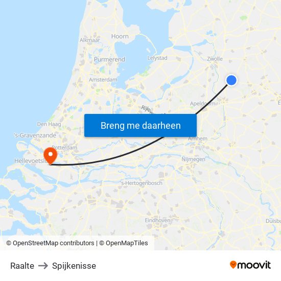Raalte to Spijkenisse map