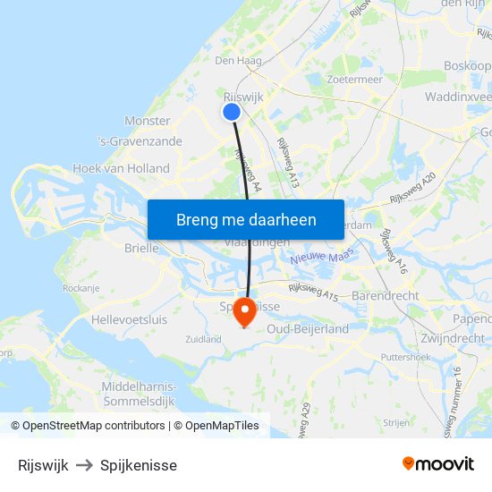 Rijswijk to Spijkenisse map